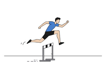 A dynamic illustration depicts a male athlete leaping over a hurdle. Clean lines and a modern style create a visually appealing and energetic image suitable for various commercial applications.