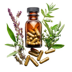 Herbal Capsules Natural Remedy Bottle Botanicals