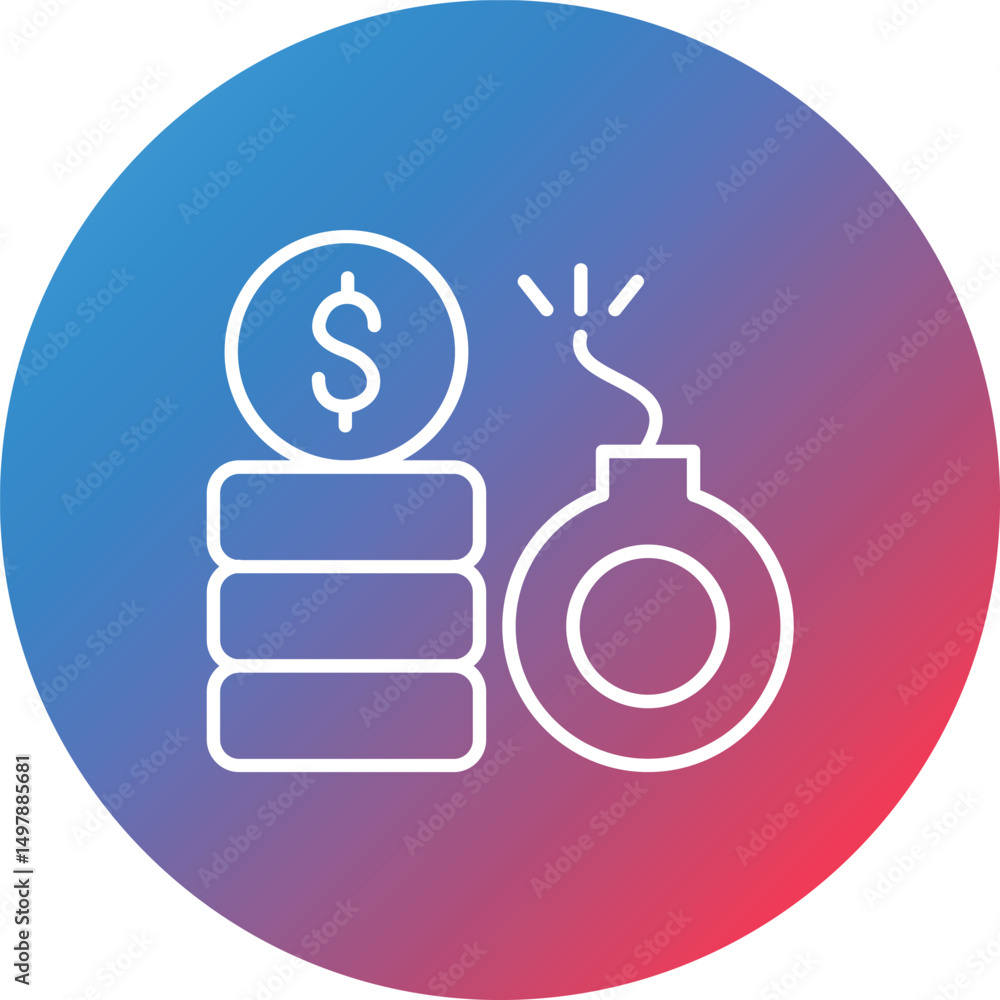 Poster debt line gradient circle background icon