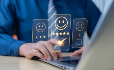 Customer satisfaction survey concept Assessing the quality of services leading to a ranking of the...