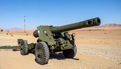 Powerful Modern Howitzer in Desert Setting with Long Range Capability