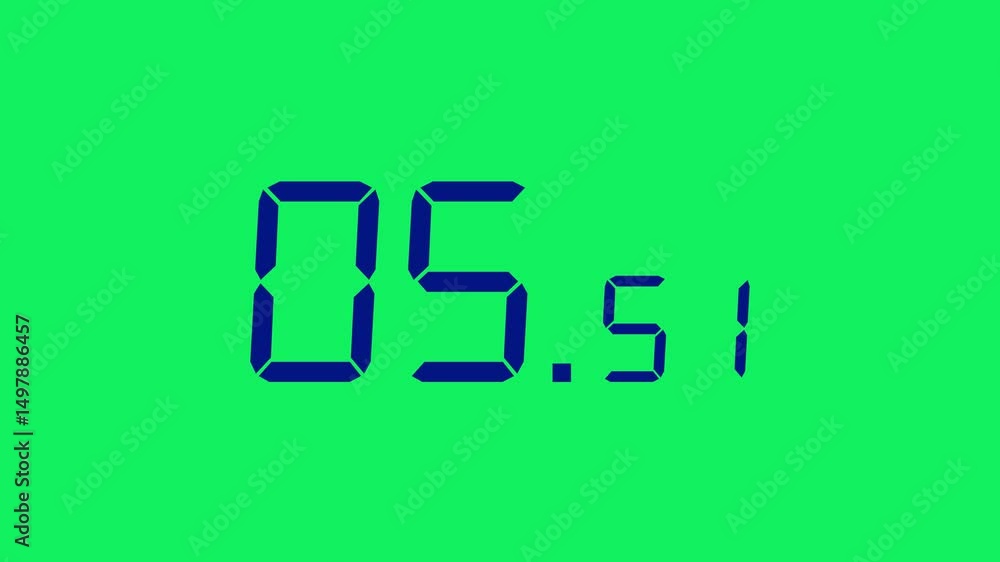 Poster 10.00 seconds digital countdown timer with large seconds and small milliseconds. matte navy blue dig