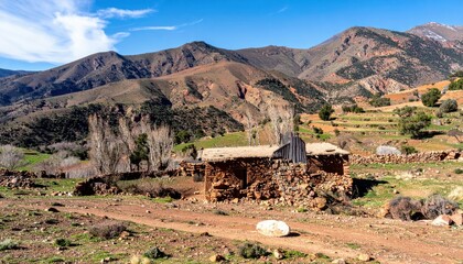 Scenic Stone House in Rugged Atlas Mountains of Morocco