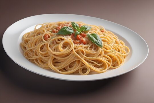 Ultra realistic spaghetti bolognese cheese pasta dish plate in restaurant table