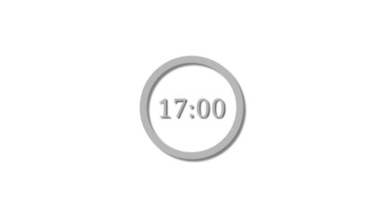 17 seconds countdown gray color 4k illustration. 17 seconds timer icon 4k illustration on white background.