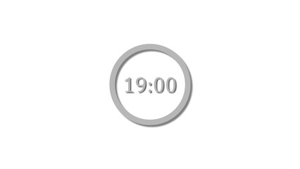 19 seconds countdown gray color 4k illustration. 19 seconds timer icon 4k illustration on white background.
