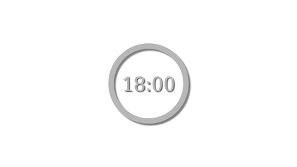 18 seconds countdown gray color 4k illustration. 18 seconds timer icon 4k illustration on white background.