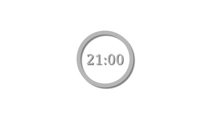 21 seconds countdown gray color 4k illustration. 21 seconds timer icon 4k illustration on white background.