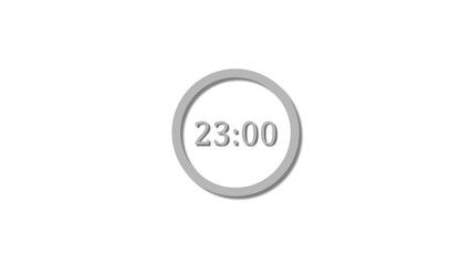 23 seconds countdown gray color 4k illustration. 23 seconds timer icon 4k illustration on white background.