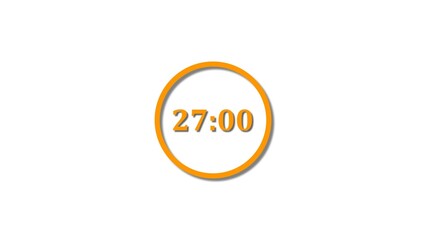 27 seconds countdown orange color 4k illustration. 27 seconds timer icon 4k illustration on white background.