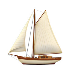 Obraz premium Classic sailboat with tan sails and wooden hull