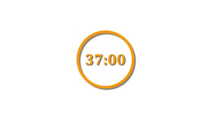 37 seconds countdown orange color 4k illustration. 37 seconds timer icon 4k illustration on white background.