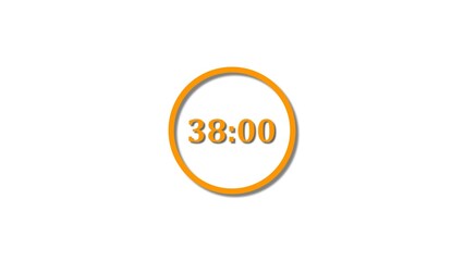 38 seconds countdown orange color 4k illustration. 38 seconds timer icon 4k illustration on white background.