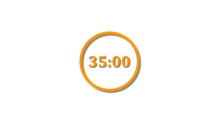 35 seconds countdown orange color 4k illustration. 35 seconds timer icon 4k illustration on white background.
