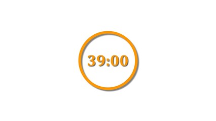 39 seconds countdown orange color 4k illustration. 39 seconds timer icon 4k illustration on white background.