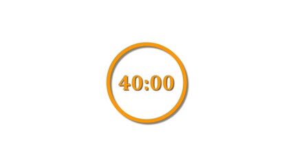 40 seconds countdown orange color 4k illustration. 40 seconds timer icon 4k illustration on white background.