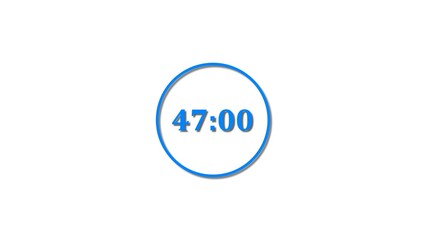 47 Seconds countdown Royal blue color 4k illustration. 47 seconds timer icon 4k illustration on white background.
