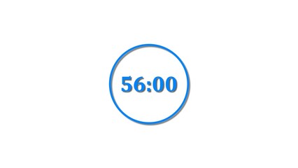 56 Seconds countdown Royal blue color 4k illustration. 56 seconds timer icon 4k illustration on white background.