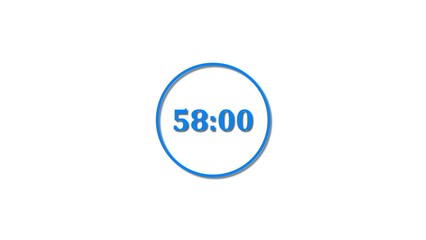 58 Seconds countdown Royal blue color 4k illustration. 58 seconds timer icon 4k illustration on white background.