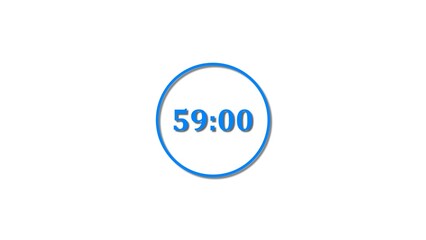 59 Seconds countdown Royal blue color 4k illustration. 59 seconds timer icon 4k illustration on white background.
