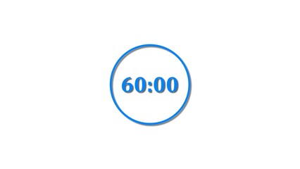 60 Seconds countdown Royal blue color 4k illustration. 60 seconds timer icon 4k illustration on white background.