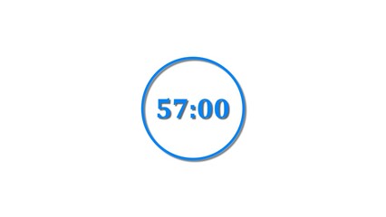 57 Seconds countdown Royal blue color 4k illustration. 57 seconds timer icon 4k illustration on white background.