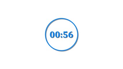 56 Seconds countdown Royal blue color 4k illustration. 56 seconds timer icon 4k illustration on white background.