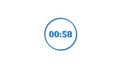 58 Seconds countdown Royal blue color 4k illustration. 58 seconds timer icon 4k illustration on white background.