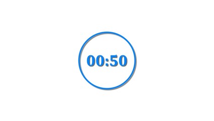 50 Seconds countdown Royal blue color 4k illustration. 50 seconds timer icon 4k illustration on white background.