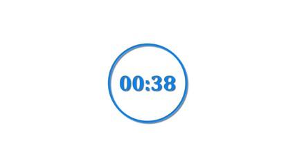 38 Seconds countdown Royal blue color 4k illustration. 38 seconds timer icon 4k illustration on white background.
