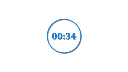 34 Seconds countdown Royal blue color 4k illustration. 34 seconds timer icon 4k illustration on white background.