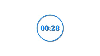 28 Seconds countdown Royal blue color 4k illustration. 28 seconds timer icon 4k illustration on white background.