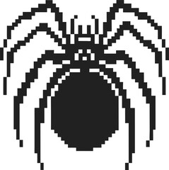 Obraz premium Pixelated black spider icon on a white background