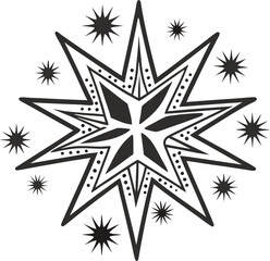 Fototapeta premium Abstract geometric star pattern, radiating black and white symmetrical design