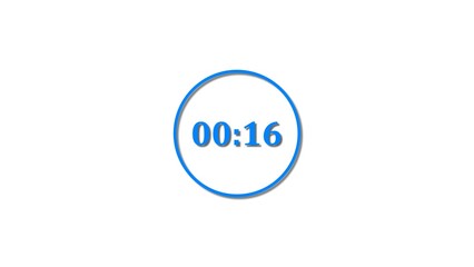 16 Seconds countdown Royal blue color 4k illustration. 16 seconds timer icon 4k illustration on white background.