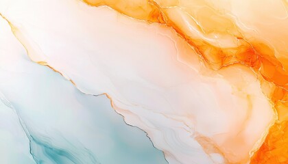 Abstract Fluid Art in Soft Orange and Blue Colors for Backgrounds
