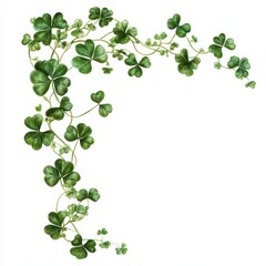 Obraz premium Festive Green Floral Pattern for St. Patrick's Day: Isolated Clovers Celebrating Irish Heritage