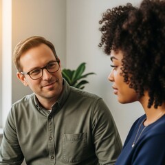 Psychologist with Client in Therapy Session Empathy Support Communication