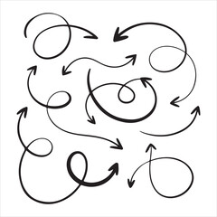 Hand-Drawn Doodle Arrow Collection with Whimsical Curved Sketches