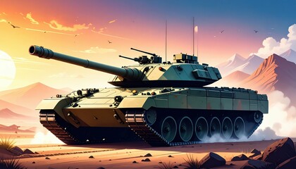 Advanced Self-Propelled Gun Armored Vehicle in Military Landscape