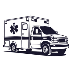 Naklejka premium silhouette ambulance on white background