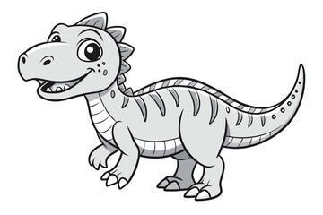 Fototapeta premium Adorable Cartoon Baby Dinosaur Illustration Grey Scale
