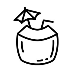 Coconut drink icon with simple and modern design on transparent background