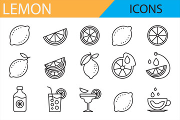 Citrus Fruit and Lemon Slices Vector Icons