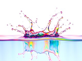 Dynamic Splash of Water Captured Mid-Motion on a White Background