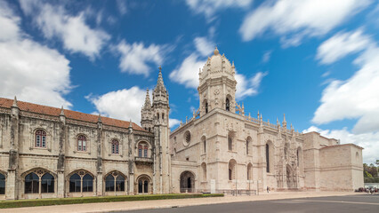 Obraz premium Mosteiro dos Jeronimos, located in the Belem district timelapse hyperlapse of Lisbon, Portugal.