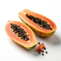 Papaya Fresh Fruit with White Background