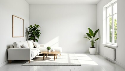 Bright, airy space White walls, simple furniture , shadow, neutral, chair