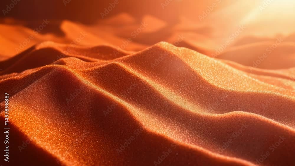 Poster A close-up shot of sandy surface with the sun shining in the background, suitable for use as a background or texture