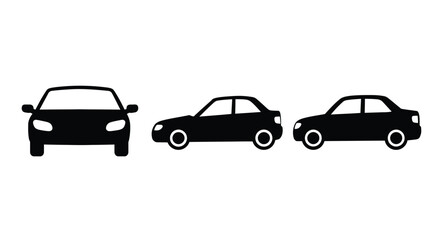 Car icon set. Front view and side view vehicle vector symbol isolated on white background.